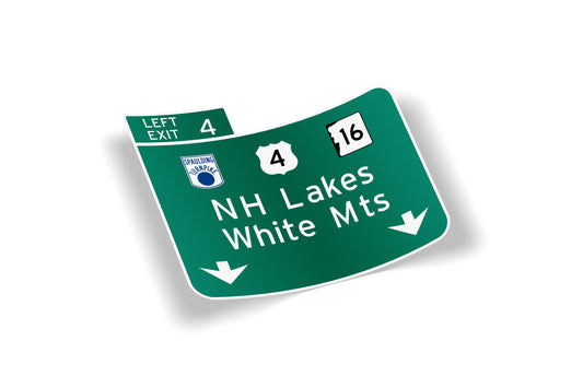 New Hampshire Lakes and White Mountains Waterproof Vinyl Bumper Sticker