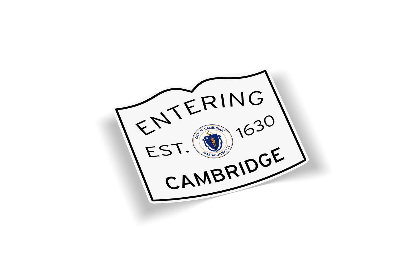 Entering Cambridge Massachusetts Waterproof Sticker