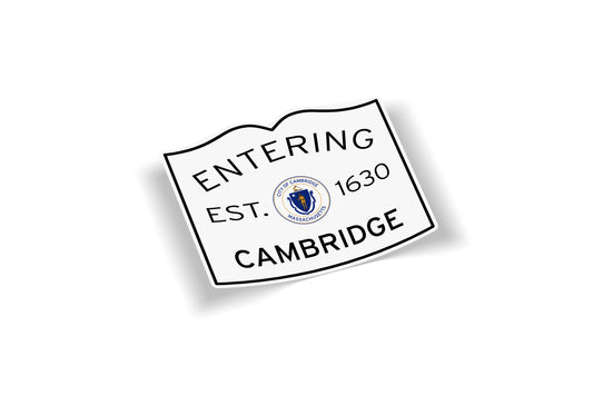 Entering Cambridge Massachusetts Waterproof Sticker