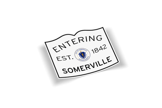 Entering Somerville Massachusetts Waterproof Sticker