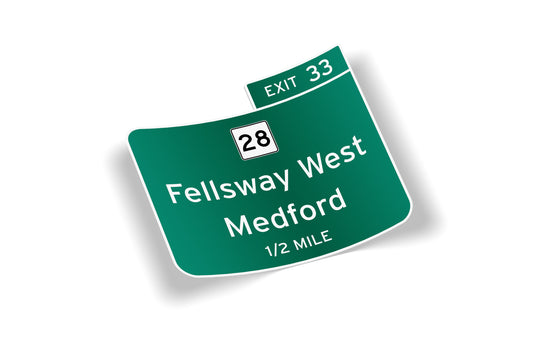 Old Exit 33 I-93 Medford Waterproof Vinyl Sticker