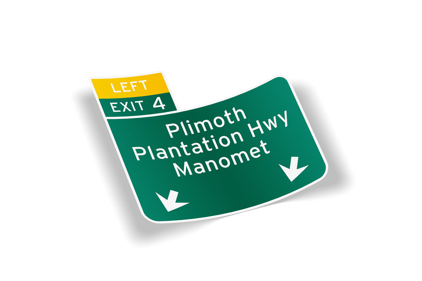 Route 3 Exit 4 Plimoth Plantation Manomet Old Exit Sign Waterproof Vinyl Sticker